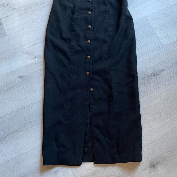 Vintage BP wool blend black midi front button up dress size‎ 3 - Picture 2 of 6